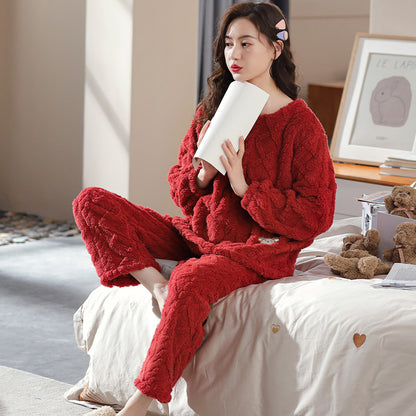 Knitted Fluffy Plush Pyjamas Set